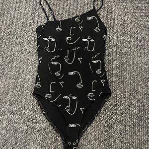 Line art faces bodysuit